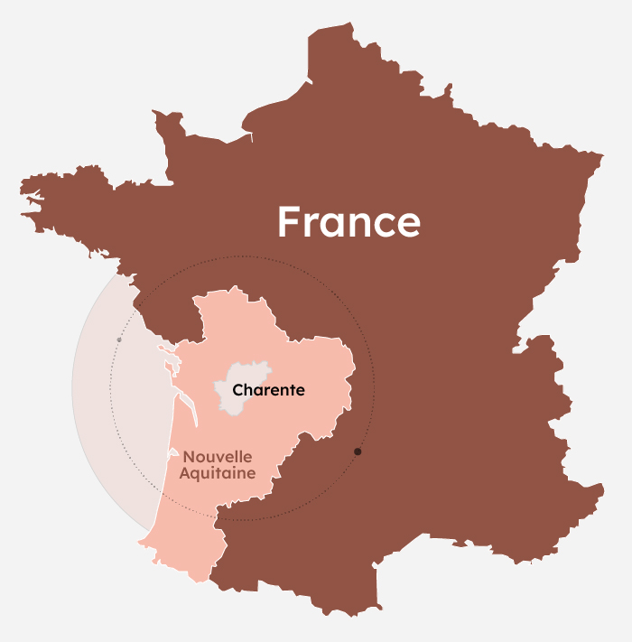 Carte de la Charente en France et en Aquitaine